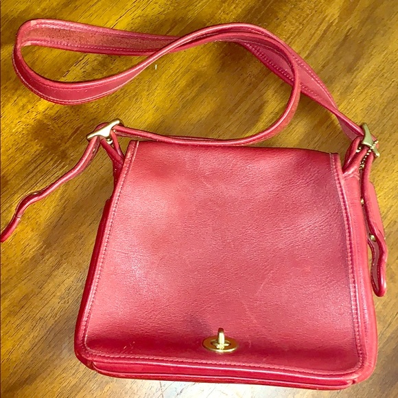 Coach Handbags - COACH Legacy Vintage Red Leather Cross Body Bag